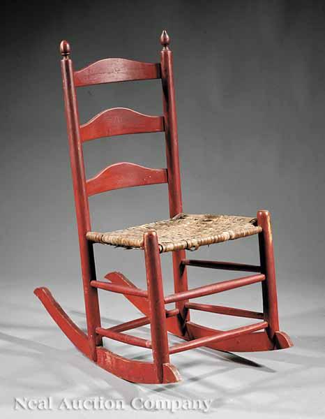 Appraisal: An American Late Federal Painted Ladder Back Rocking Chair early