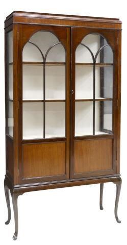 Appraisal: English mahogany display cabinet early th c a mansard top