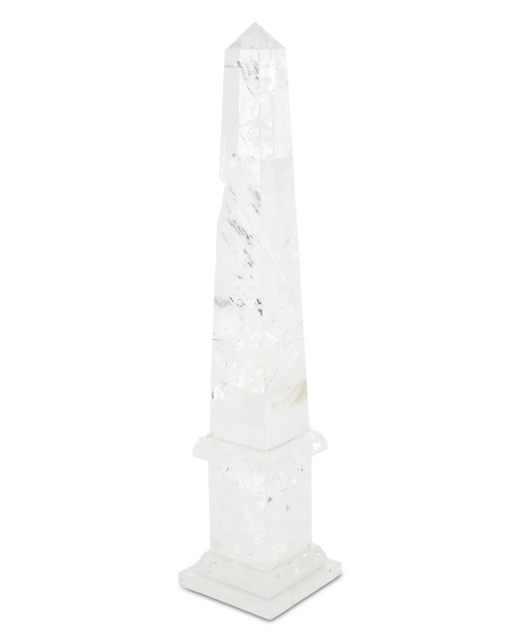 Appraisal: A rock crystal obelisk th Century With tiered pedestal base