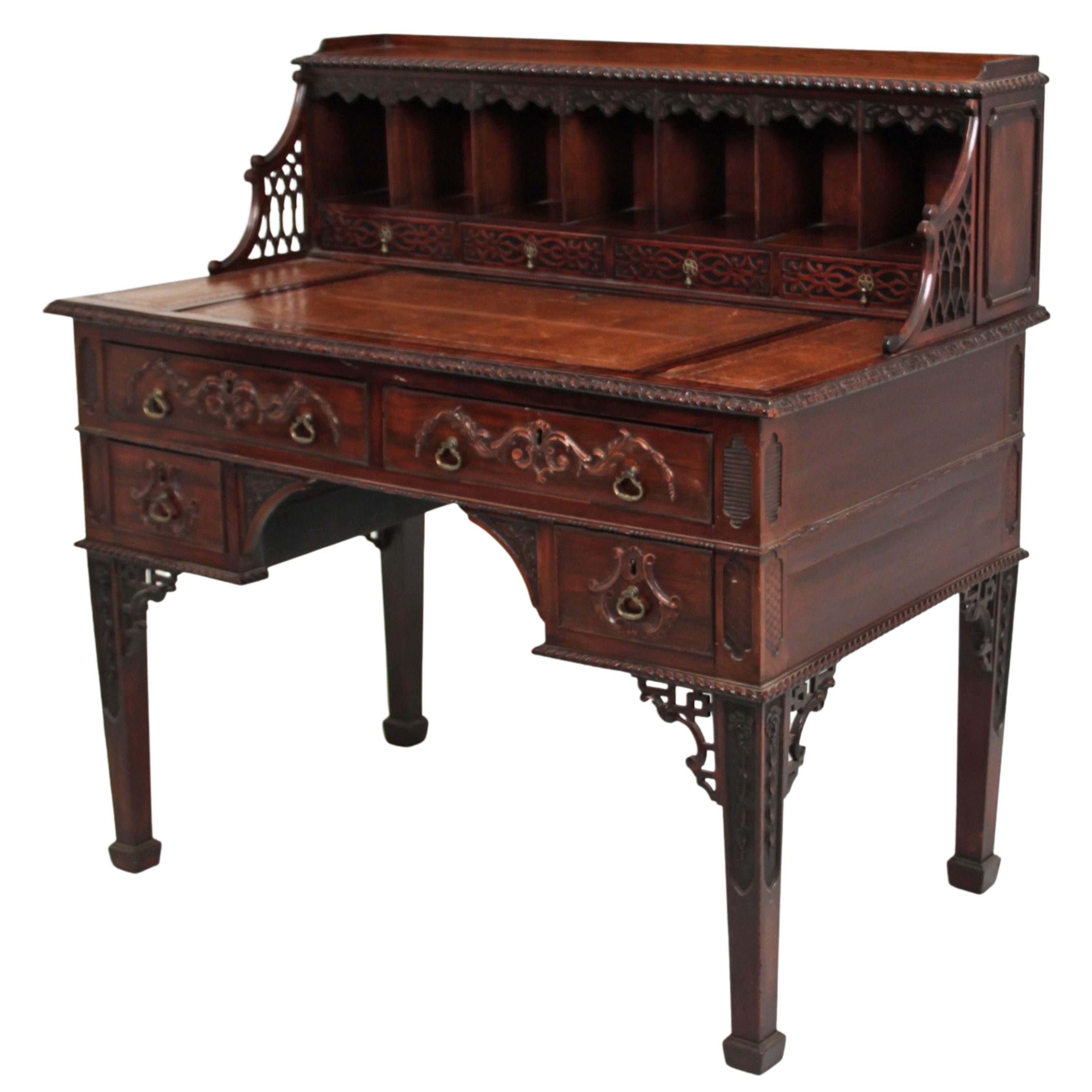 Appraisal: ENGLISH CHINESE CHIPPENDALE STYLE DESK English Chinese Chippendale style mahogany