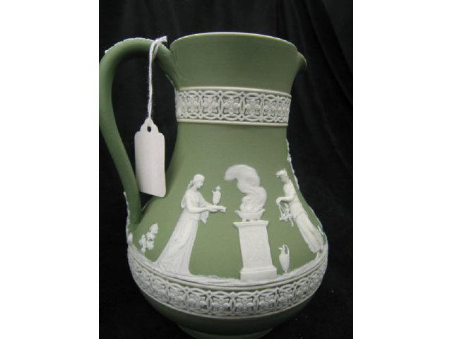 Appraisal: Wedgwood Green Jasperware Water Pitcher classical maidens in the garden