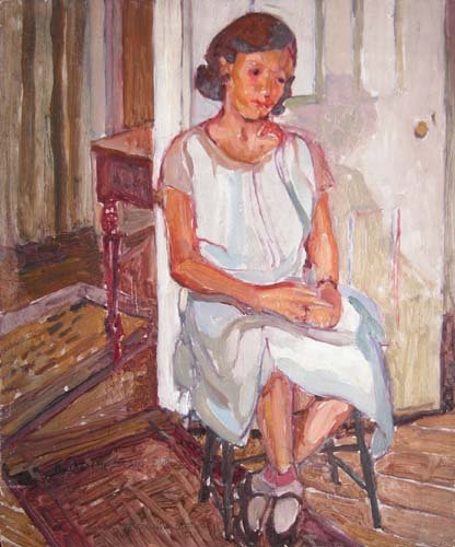 Appraisal: Woman on Chair Woman with Hands Folded Rachel May Pears