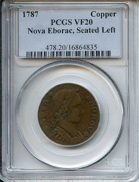 Appraisal: Nova Eborac Copper Seated Left VF PCGS Even medium brown