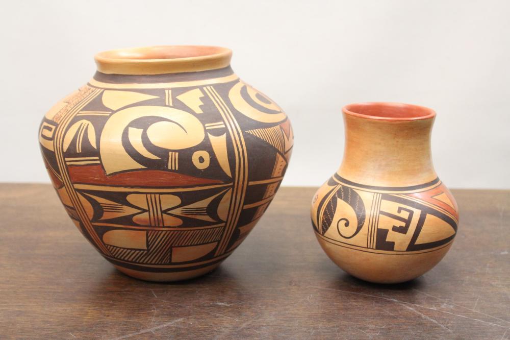 Appraisal: TWO HOPI POTTERY VESSELS Rosetta Huma - vase Sichomovi on