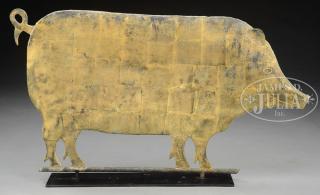 Appraisal: LARGE MOLDED COPPER PIG WEATHERVANE IN GILT SURFACE First half