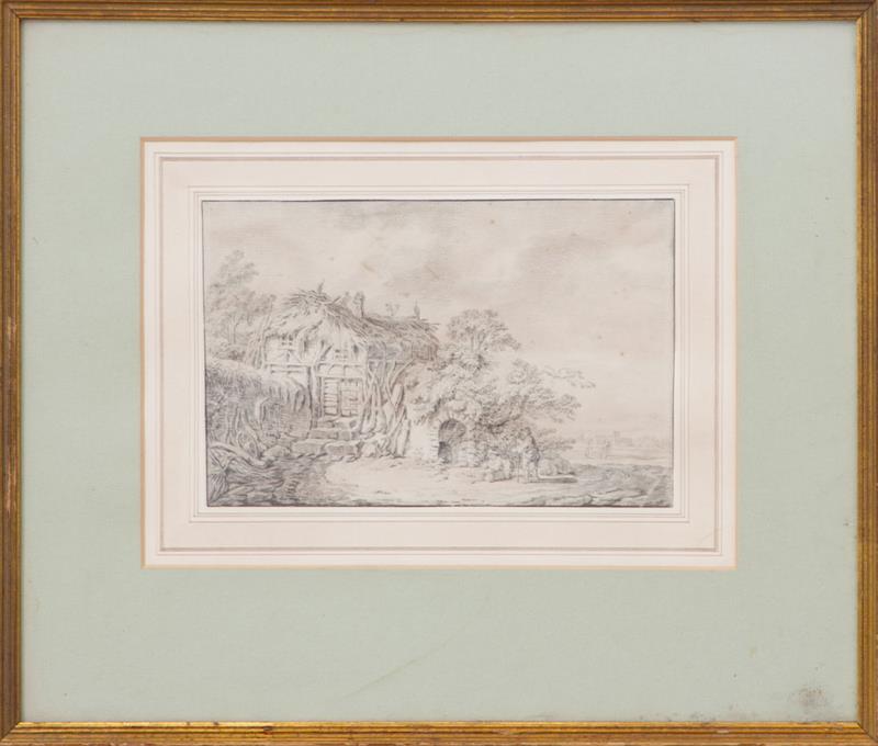 Appraisal: ATTRIBUTED TO JOHAN CHRISTIAN BRAND - THATCHED HOUSE Pencil on