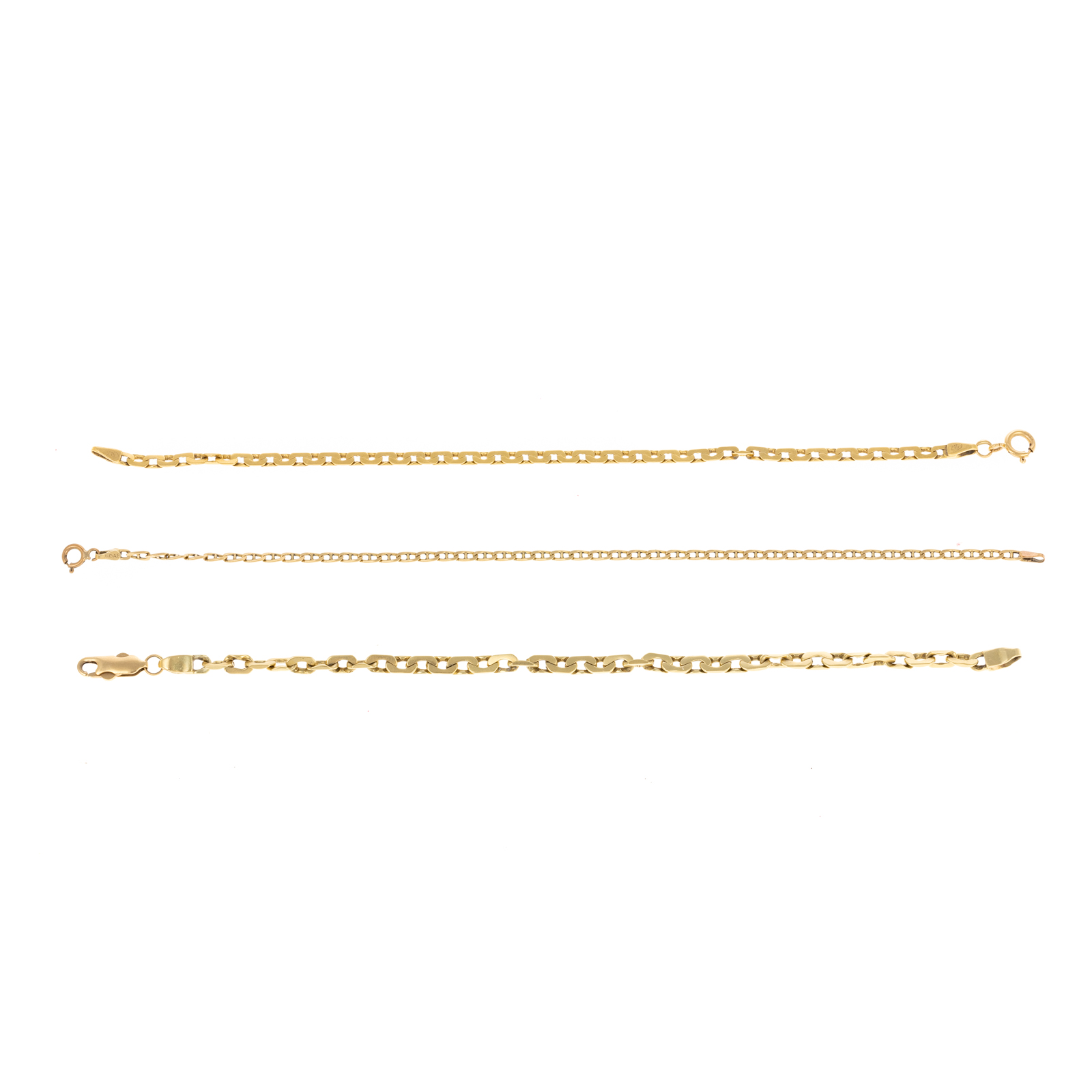 Appraisal: THREE HEAVY LINK BRACELETS IN K K K yellow gold