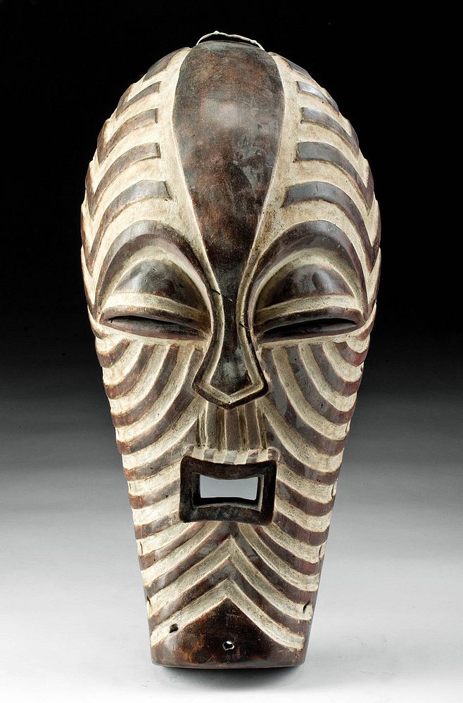 Appraisal: th C Songye Bichrome Wood Kifwebe Mask First Time At