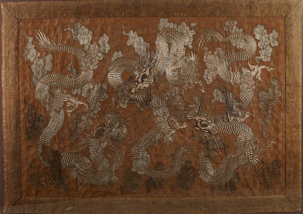 Appraisal: Massive Japanese Meiji Period Dragon Embroidery Huge Japanese Meji period