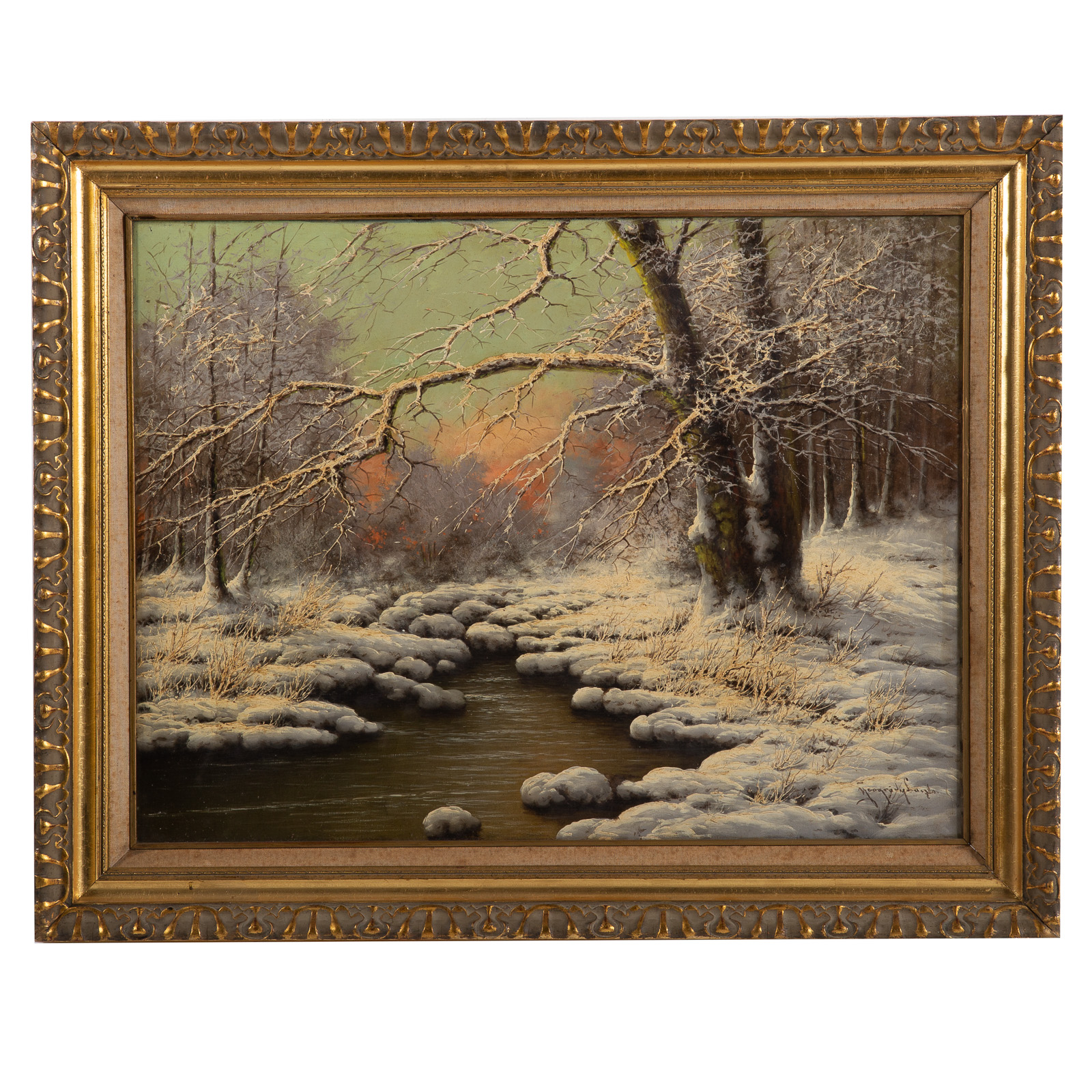 Appraisal: LASZLO NEOGRADY SNOWY LANDSCAPE OIL ON CANVAS Hungarian - Signed