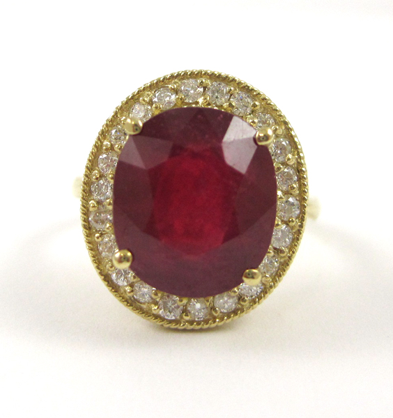 Appraisal: RUBY DIAMOND AND FOURTEEN KARAT GOLD RING with GGL appraisal