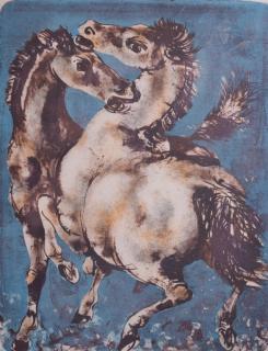 Appraisal: Hans Erni Solomon's Horses Signed Lithograph Hans Erni Swiss Solomon's