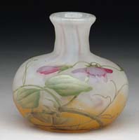 Appraisal: DAUM ENAMELED FLORAL VASE Daum cameo and enameled floral cabinet