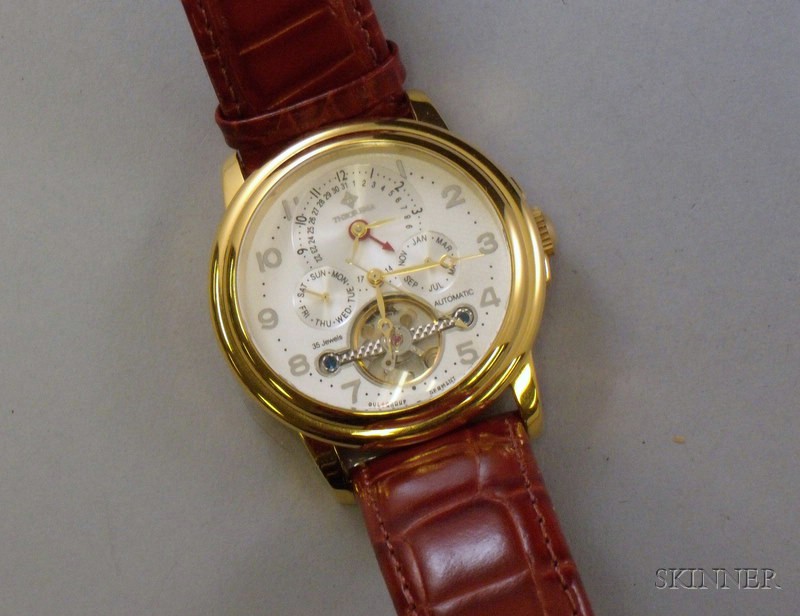 Appraisal: Man's Theorema -jewel Automatic Perpetual Calendar Chronometer gilt stainless steel