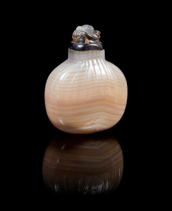 Appraisal: Sale Lot A Banded Agate Snuff Bottle in the form