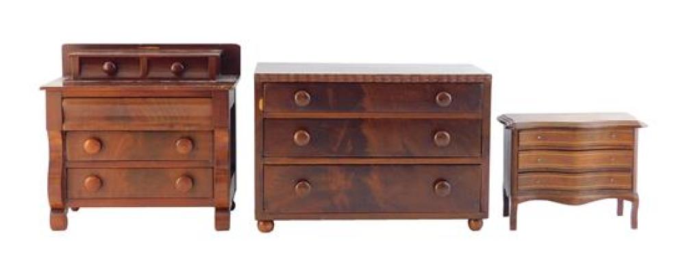 Appraisal: Three diminutive chests all wooden with working pull out drawers