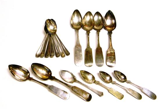 Appraisal: SILVER nineteen pieces nine teaspoons marked sterling monogrammed ''F'' marked