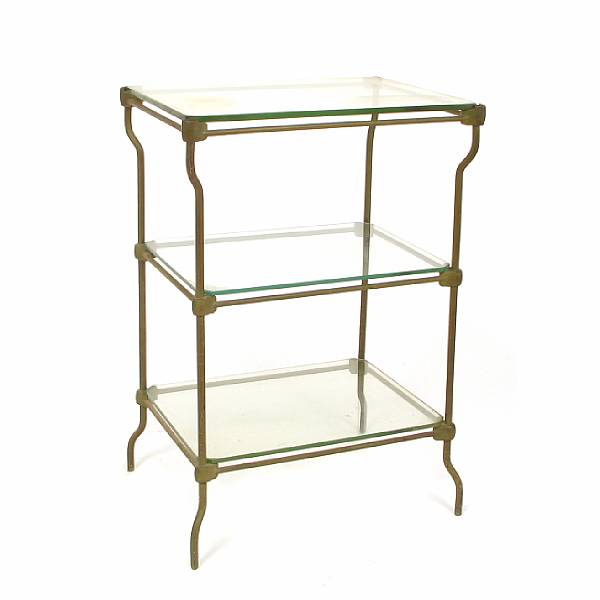 Appraisal: A glass and wrought metal three tier side table height