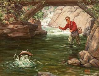 Appraisal: Ralph Crosby Smith Trout Fishingsigned Ralph Crosby Smith lower rightoil