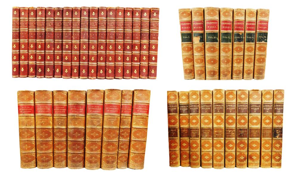 Appraisal: BOOKS Forty-two leather bound volumes including James R Lowell works