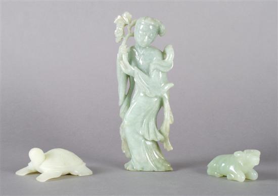 Appraisal: A Chinese Green Jade Carving of a Beauty Height inches