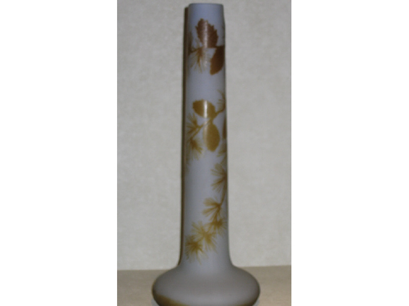 Appraisal: GALLE FRANCE Carved overlay vase the elongated neck over a