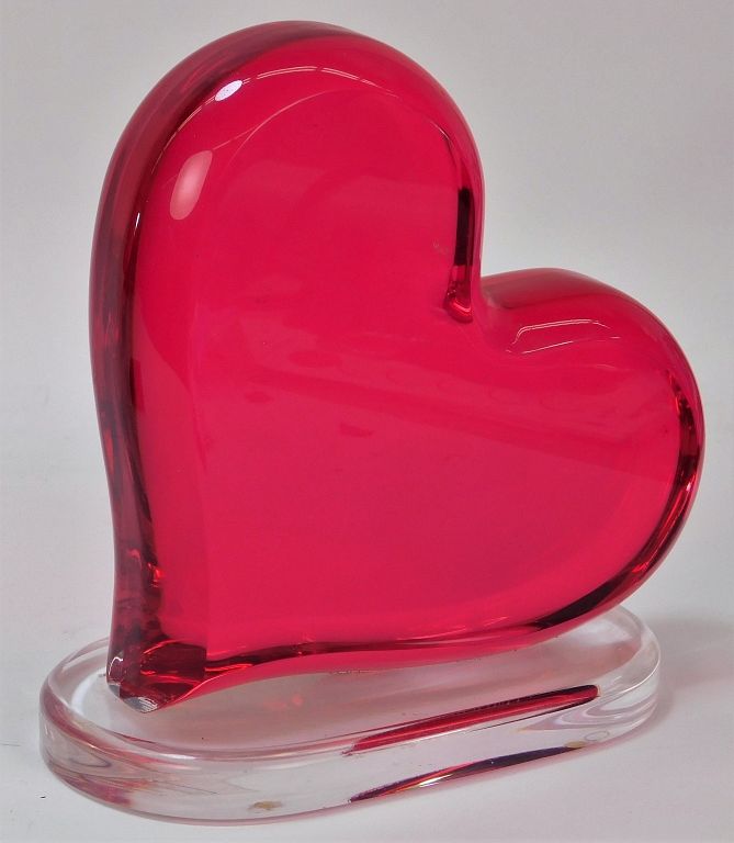 Appraisal: Schlomi Haziza Red Acrylic Heart Sculpture Schlomi Haziza United States