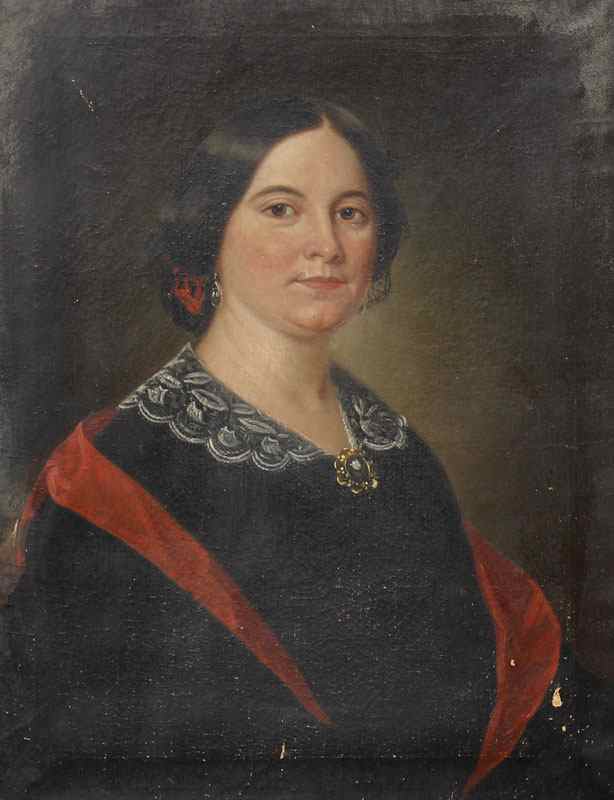 Appraisal: PORTRAIT OF A DARK HAIRED WOMAN Reportedly Helen Kellogg Oil