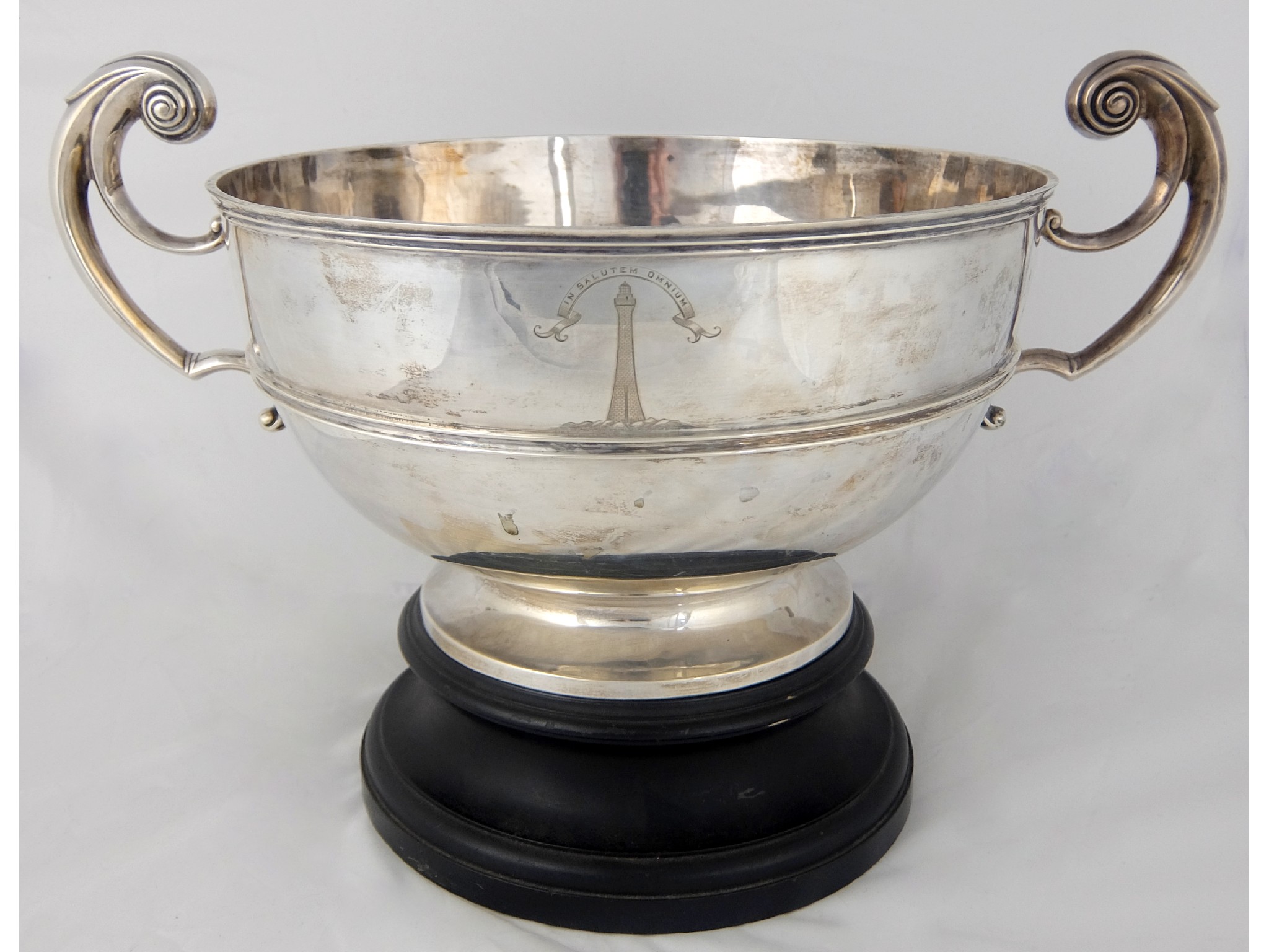 Appraisal: Of Lighthouse Interest An Edwardian silver presentation punch bowlby Hamilton