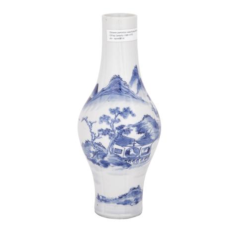 Appraisal: Blue and White Landscape Vase Kangxi Mark and Possibly Later