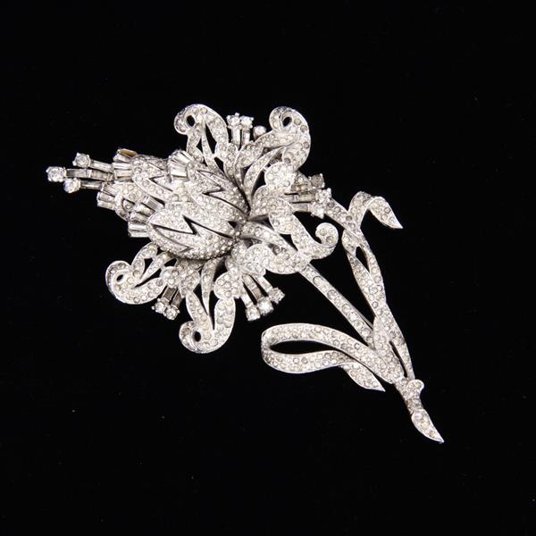 Appraisal: Mazer Pave Rhinestone Diamante GIANT Pierced Flower Brooch Pin H