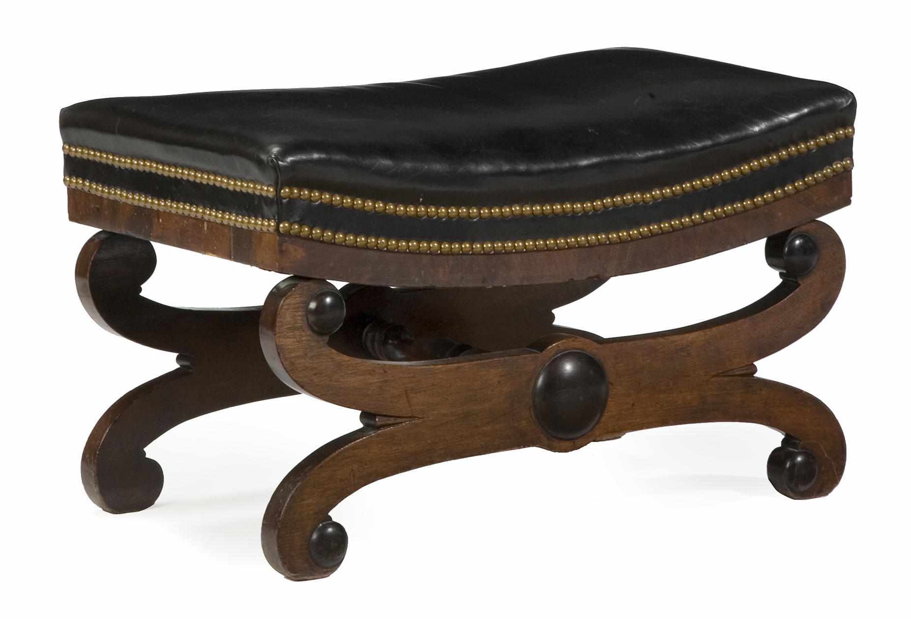 Appraisal: A Continental Neoclassical parcel ebonized mahogany stool first quarter th