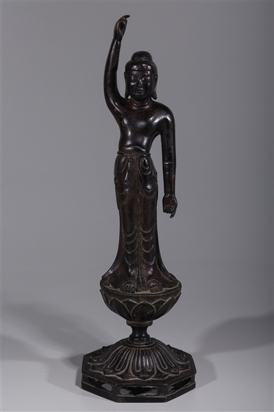 Appraisal: Antique Japanese bronze standing figure of Buddha with one armed