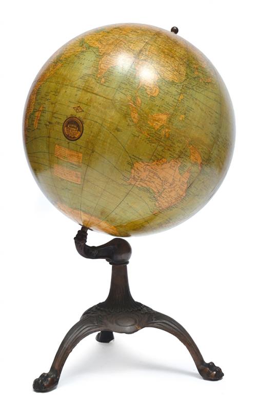 Appraisal: AMERICAN MILTON BRADLEY INCH TERRESTRIAL GLOBE ON CAST METAL STAND