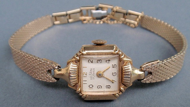 Appraisal: Delbana ladies wristwatch jewels case marked k gold