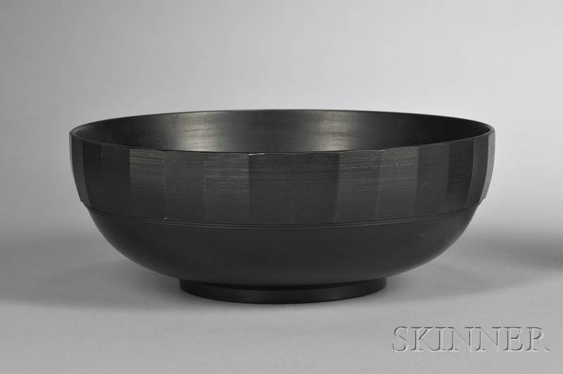 Appraisal: Wedgwood Keith Murray Black Basalt Bowl England c engine-turned with