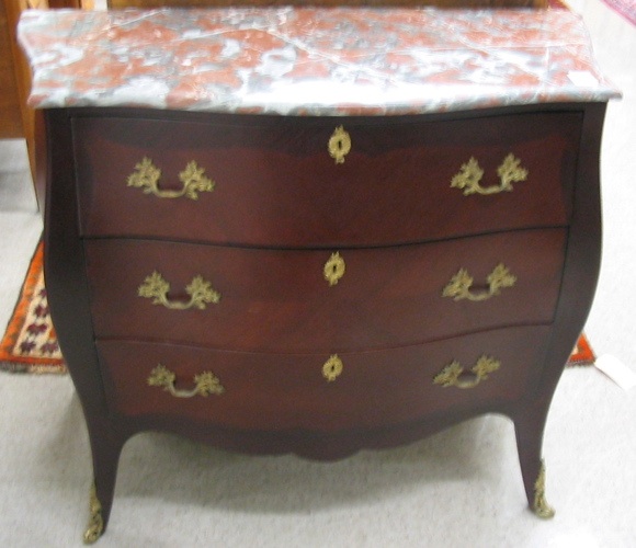 Appraisal: LOUIS XV STYLE BOMBE COMMODE having a breccia marble top