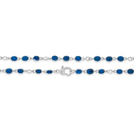 Appraisal: Long White Gold Sapphire and Diamond Chain Necklace Estimate -