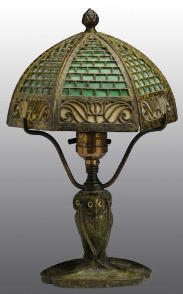 Appraisal: Bradley Hubbard Owl Base Lamp Description Lamp has slate glass