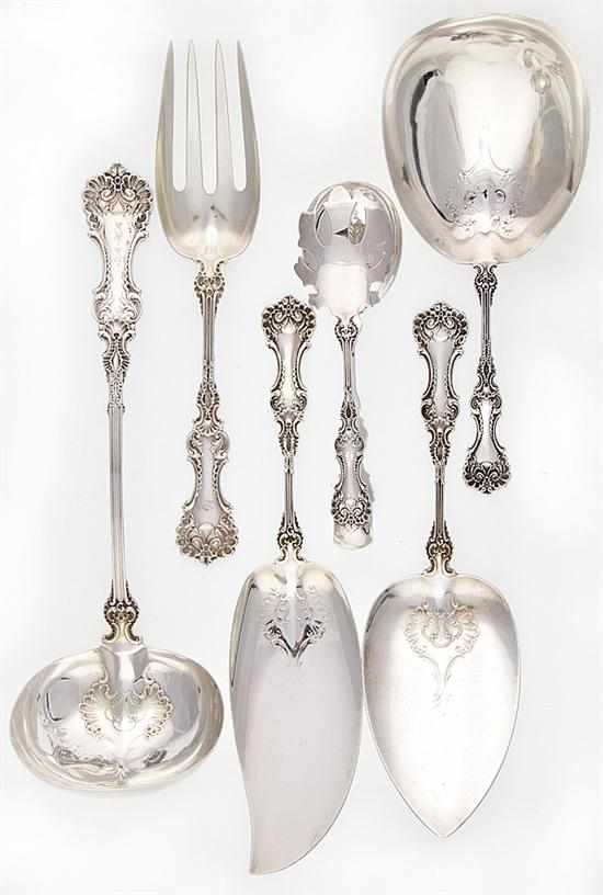 Appraisal: Whiting Pompadour pattern sterling flatware and serving pieces New York