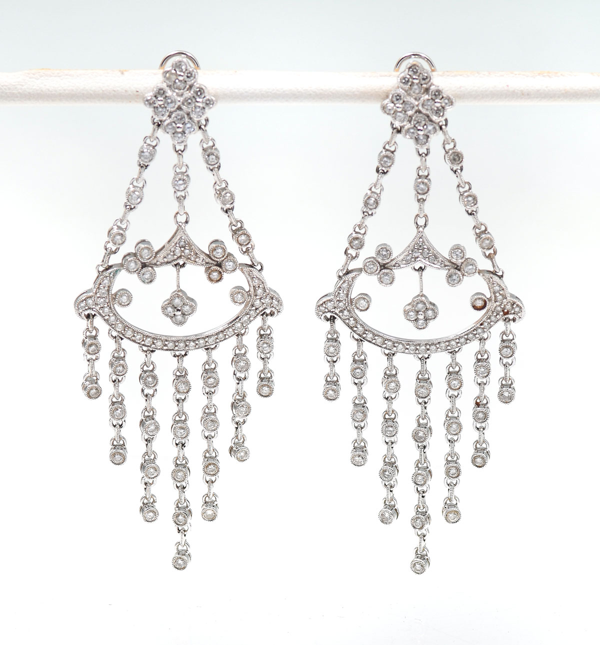 Appraisal: K DIAMOND CHANDELIER EARRINGS K white gold diamond chandelier earrings