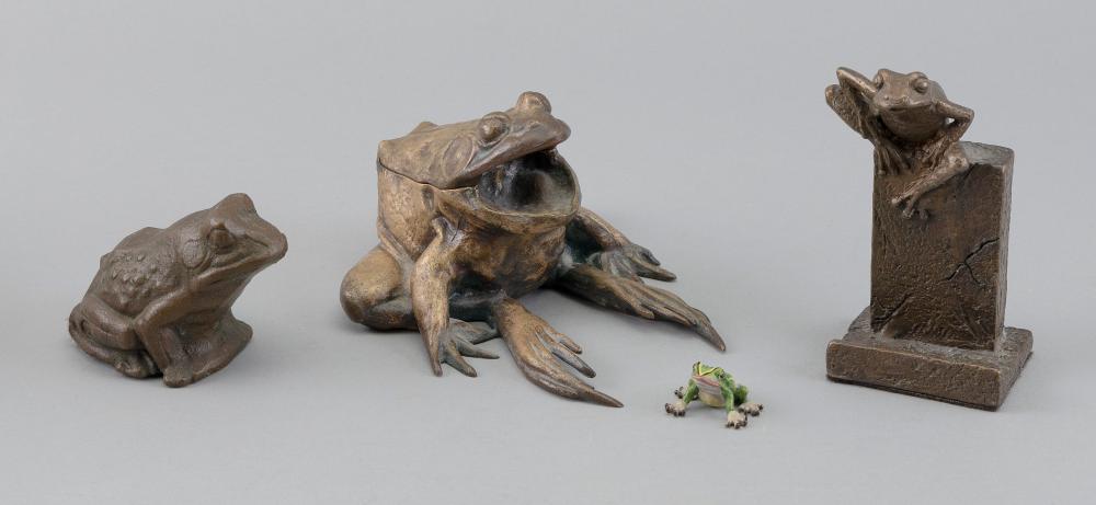 Appraisal: FOUR BRONZE FROGS CONTEMPORARY HEIGHTS FROM TO FOUR BRONZE FROGS