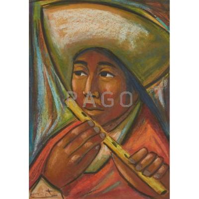 Appraisal: MEXICAN PEASANT PORTRAITS Four pastels with watercolor added framed Illegibly