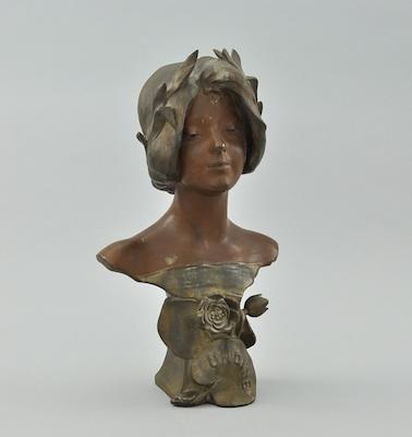 Appraisal: Art Deco Bust of a Girl Spelter bust of a