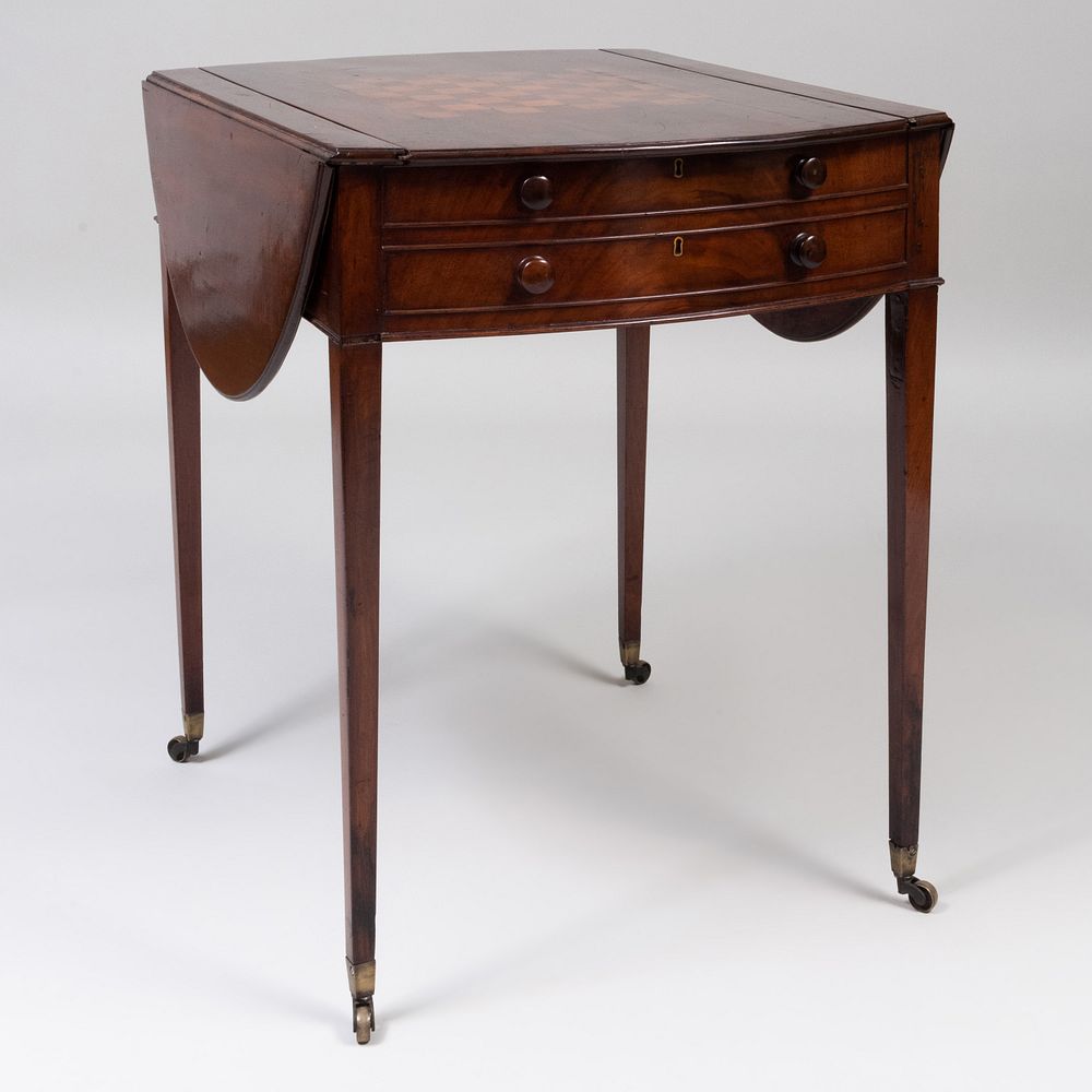 Appraisal: George III Inlaid Mahogany Pembroke Games Table Fitted with a