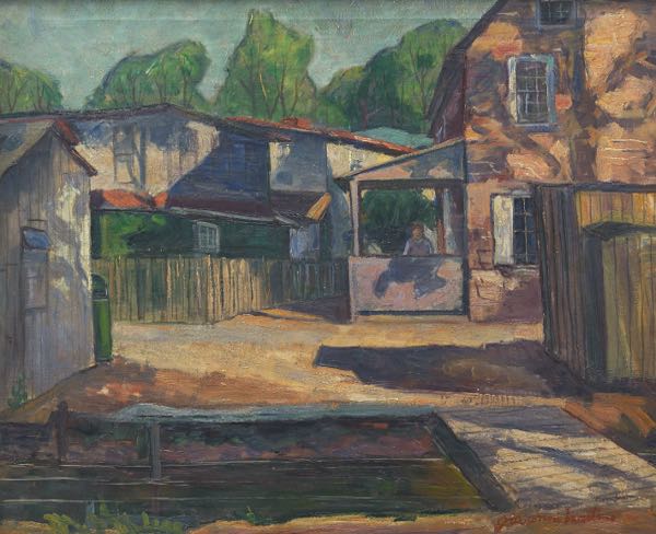 Appraisal: Giovanni Martino American - x Russian Village Oil on canvas