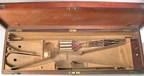 Appraisal: An English brass-mounted mahogany gun case second half th century