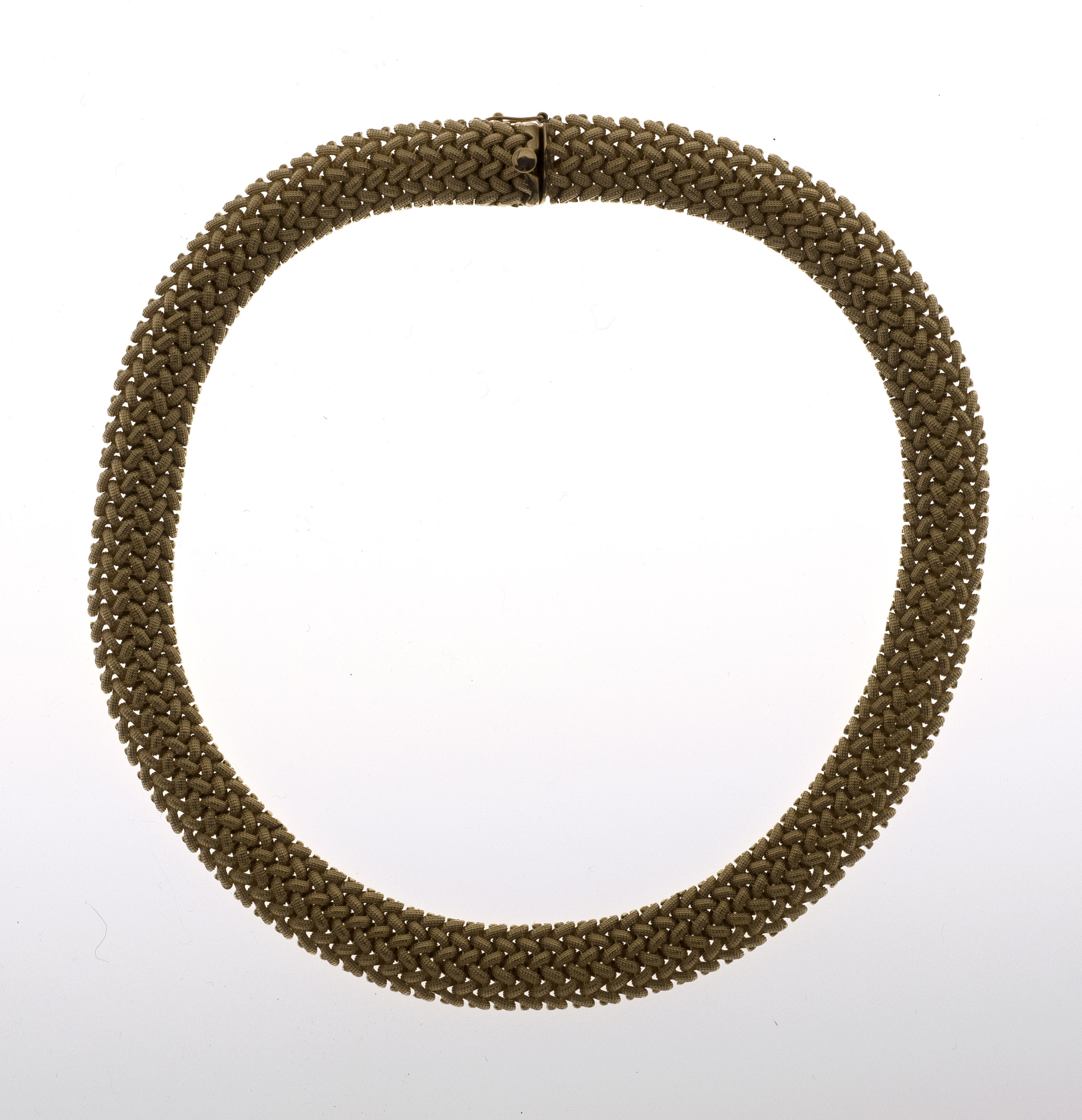 Appraisal: KT GOLD NECKLACE Composed of textured basket-weave links Length Width