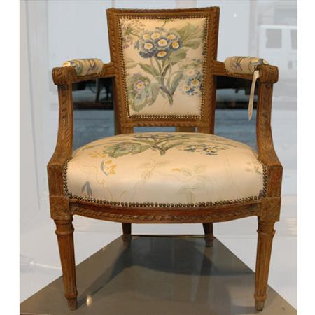 Appraisal: Louis XVI Style Diminutive Fauteuil en Cabriolet Estimate -