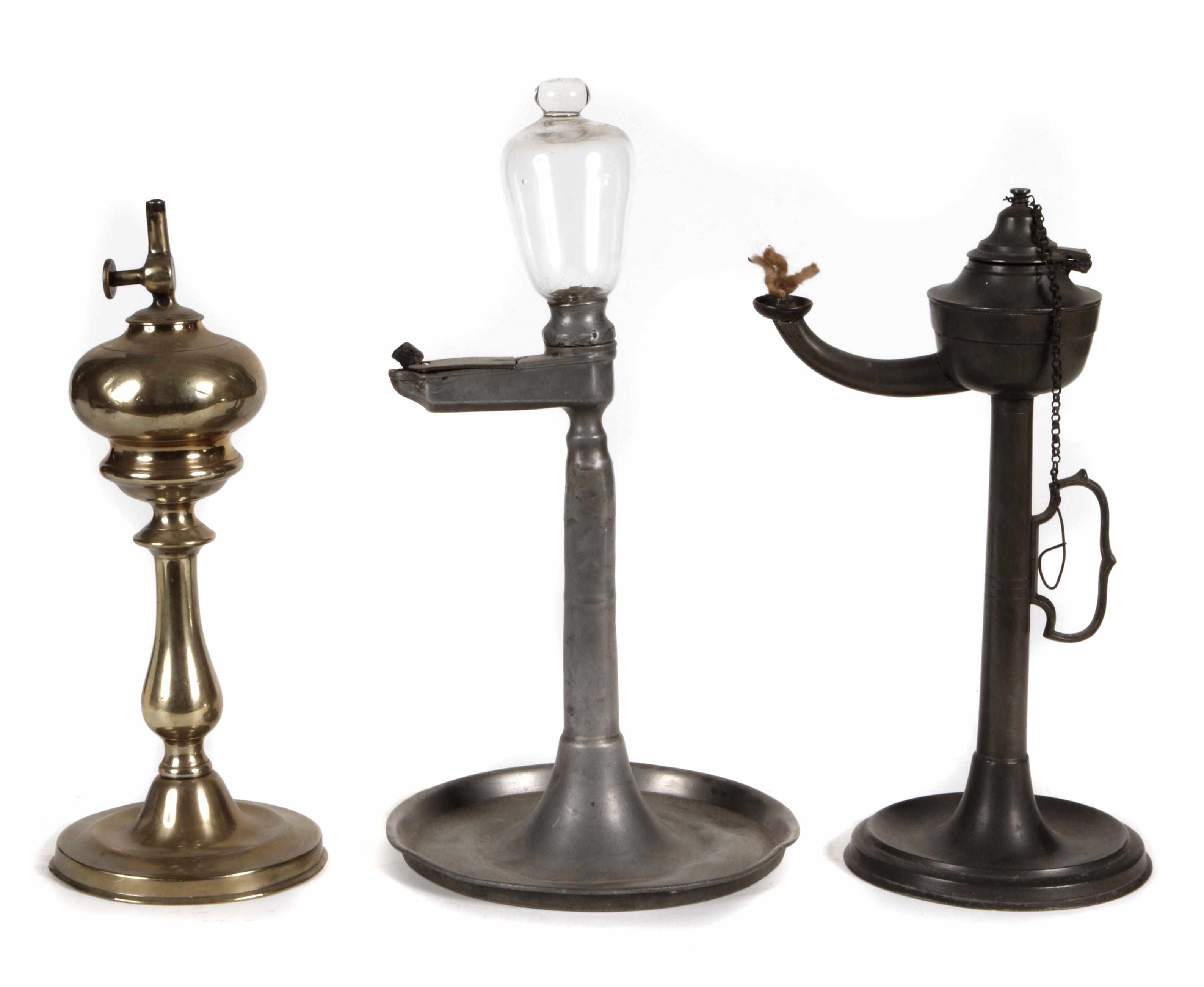 Appraisal: An assembled group of brass and pewter items h centuryheight